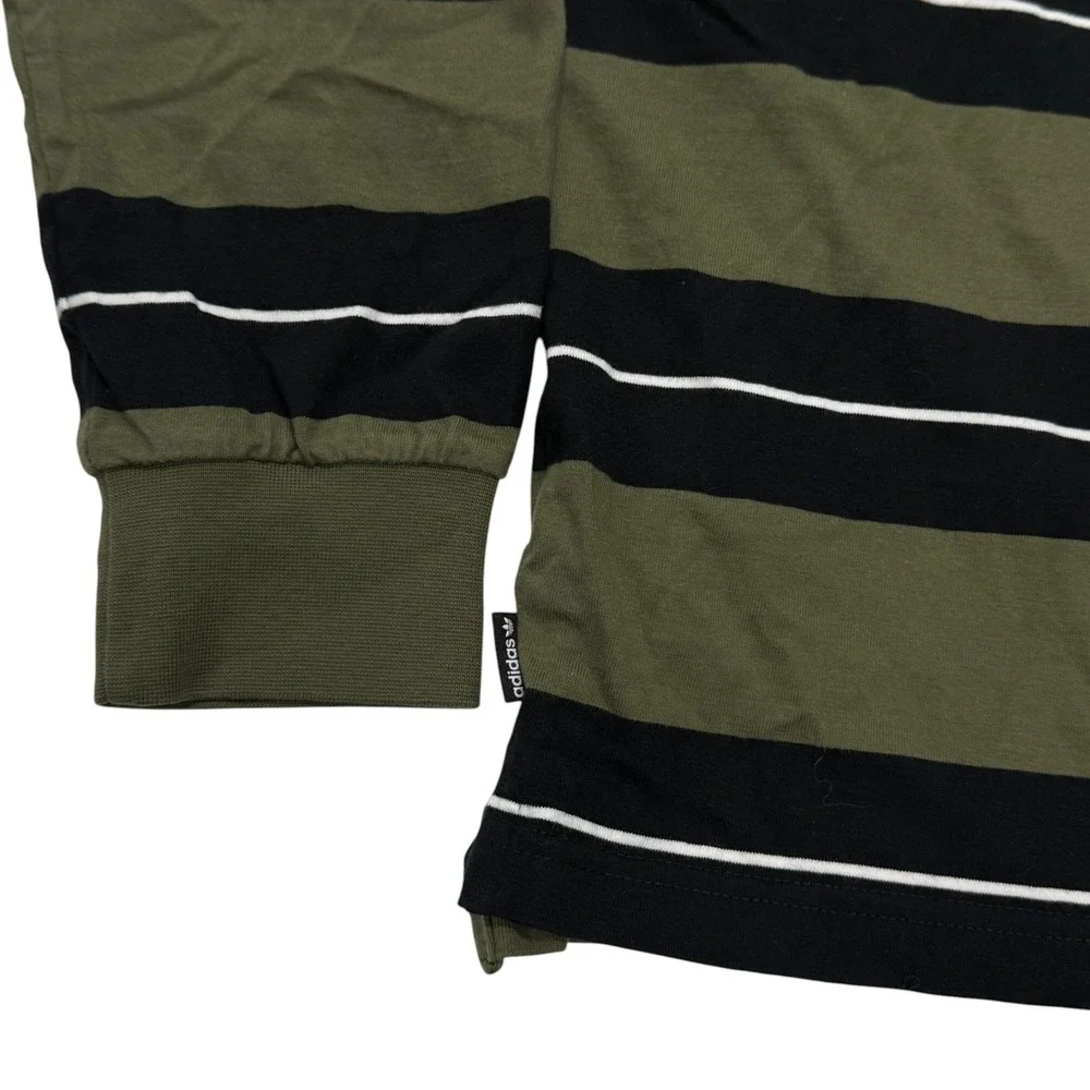 Adidas Skateboarding Shmoofoil Rugby Shirt Men L Rugby Striped Quarter Zip Green